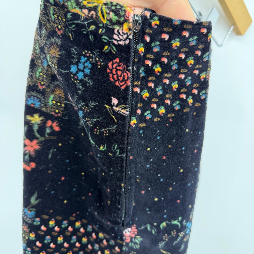 Vintage Black Velvet Moody Witchy Patchwork Floral Pattern Maxi Skirt sz XS belt - Picture 7 of 9